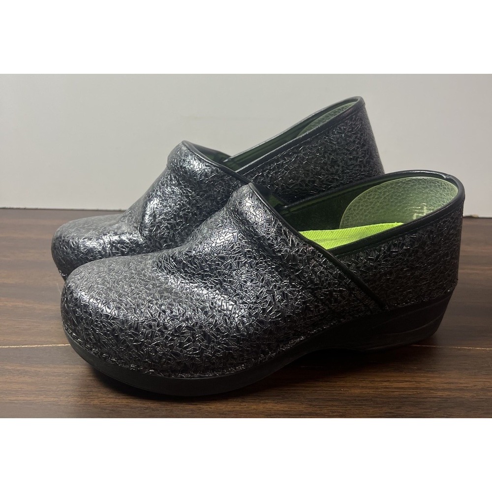 Dansko Women's Black And Silver Stripe Professional Clog Shoes EU 41 US 10.5